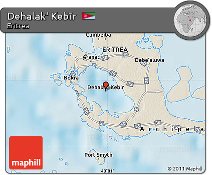 Shaded Relief Map of Dehalak' Kebīr