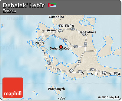 Shaded Relief Map of Dehalak' Kebīr