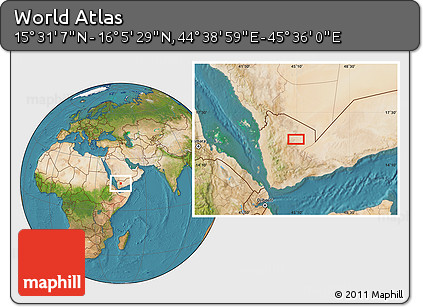 Satellite Location Map of the Area around 15° 48' 18" N, 45° 7' 30" E