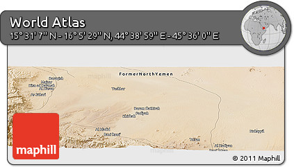 Satellite Panoramic Map of the Area around 15° 48' 18" N, 45° 7' 30" E