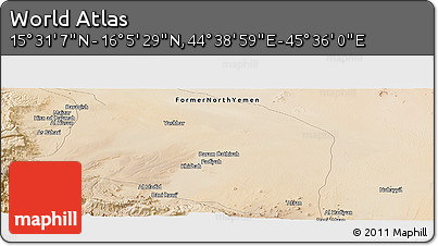 Satellite Panoramic Map of the Area around 15° 48' 18" N, 45° 7' 30" E