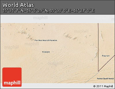 Satellite 3D Map of the Area around 15° 48' 18" N, 45° 58' 30" E