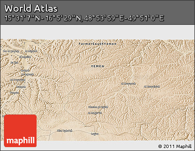 Satellite 3D Map of the Area around 15° 48' 18" N, 49° 22' 30" E