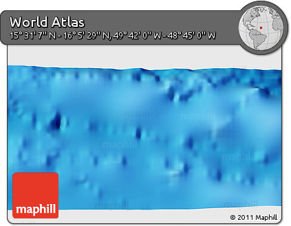 Physical 3D Map of the Area around 15° 48' 18" N, 49° 13' 30" W