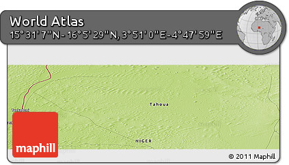 Physical Panoramic Map of the Area around 15° 48' 18" N, 4° 19' 30" E