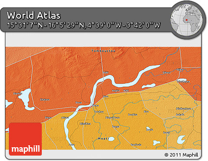Political 3D Map of the Area around 15° 48' 18" N, 4° 10' 30" W