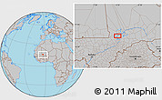 Gray Location Map of the area around 15° 48' 18" N, 4° 10' 30" W