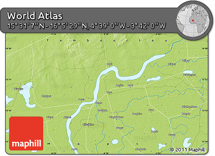Physical Map of the Area around 15° 48' 18" N, 4° 10' 30" W