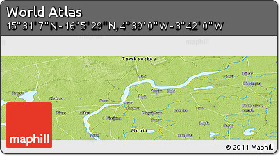 Physical Panoramic Map of the Area around 15° 48' 18" N, 4° 10' 30" W