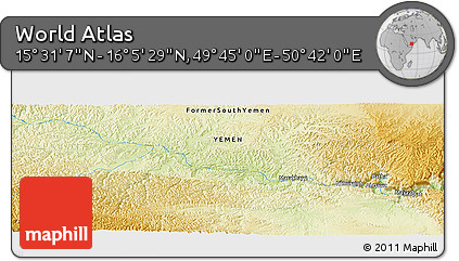 Physical Panoramic Map of the Area around 15° 48' 18" N, 50° 13' 30" E