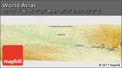 Physical Panoramic Map of the Area around 15° 48' 18" N, 50° 13' 30" E