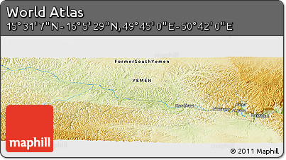 Physical Panoramic Map of the Area around 15° 48' 18" N, 50° 13' 30" E