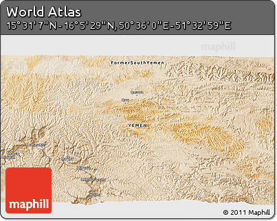 Satellite 3D Map of the Area around 15° 48' 18" N, 51° 4' 30" E