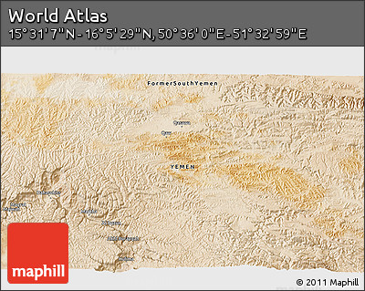 Satellite 3D Map of the Area around 15° 48' 18" N, 51° 4' 30" E