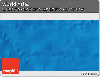 Physical 3D Map of the Area around 15° 48' 18" N, 57° 43' 30" W