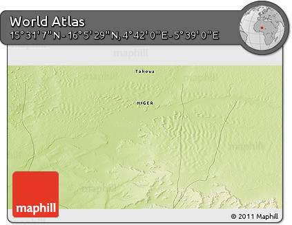 Physical 3D Map of the Area around 15° 48' 18" N, 5° 10' 30" E