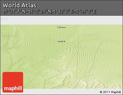Physical 3D Map of the Area around 15° 48' 18" N, 5° 10' 30" E