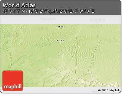 Physical 3D Map of the Area around 15° 48' 18" N, 5° 10' 30" E