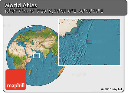 Satellite Location Map of the Area around 15° 48' 18" N, 60° 25' 29" E