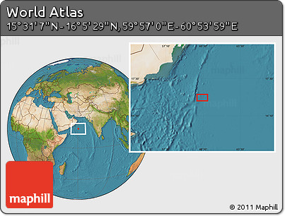 Satellite Location Map of the Area around 15° 48' 18" N, 60° 25' 29" E