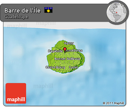 Physical 3D Map of Barre De L'Île