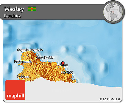 Political 3D Map of Wesley
