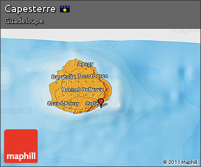 Political 3D Map of Capesterre