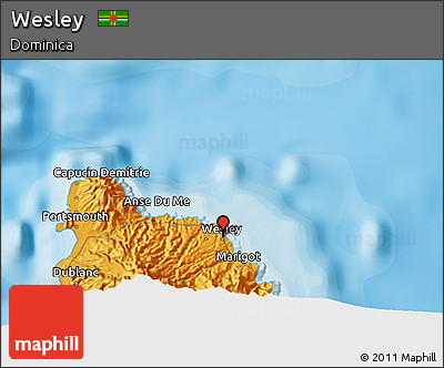 Political 3D Map of Wesley