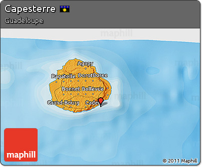 Political 3D Map of Capesterre