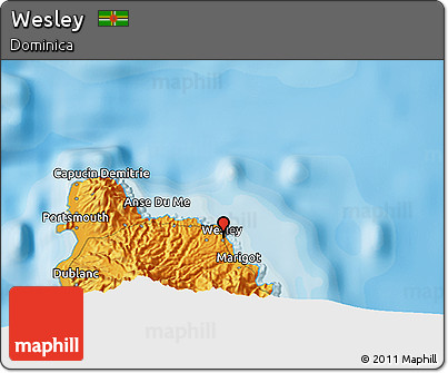 Political 3D Map of Wesley