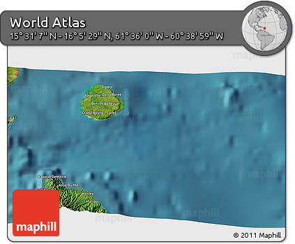 Satellite 3D Map of the Area around 15° 48' 18" N, 61° 7' 30" W