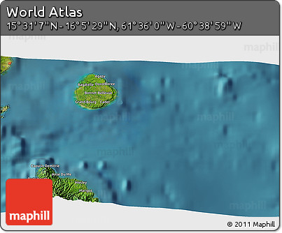 Satellite 3D Map of the Area around 15° 48' 18" N, 61° 7' 30" W