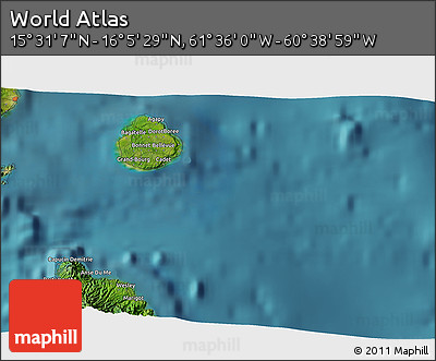 Satellite 3D Map of the Area around 15° 48' 18" N, 61° 7' 30" W