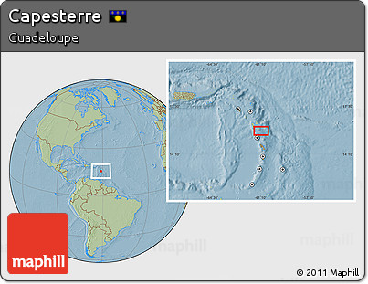 Savanna Style Location Map of Capesterre, hill shading
