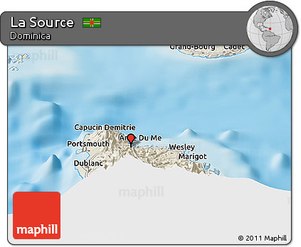 Shaded Relief Panoramic Map of La Source