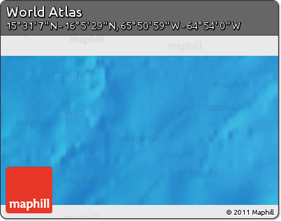 Shaded Relief 3D Map of the Area around 15° 48' 18" N, 65° 22' 30" W