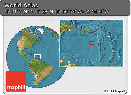 Satellite Location Map of the Area around 15° 48' 18" N, 65° 22' 30" W
