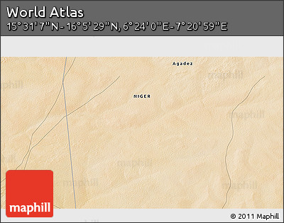 Satellite 3D Map of the Area around 15° 48' 18" N, 6° 52' 30" E