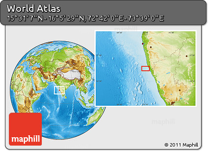 Physical Location Map of the Area around 15° 48' 18" N, 73° 10' 30" E