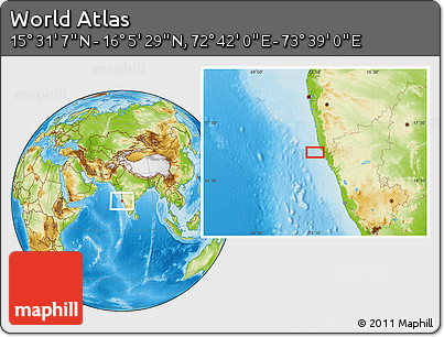 Physical Location Map of the Area around 15° 48' 18" N, 73° 10' 30" E