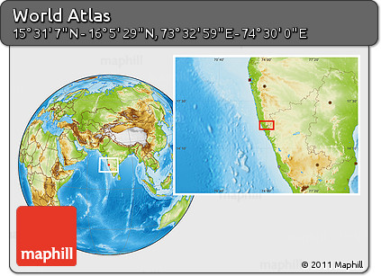 Physical Location Map of the Area around 15° 48' 18" N, 74° 1' 30" E