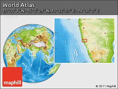 Physical Location Map of the Area around 15° 48' 18" N, 74° 1' 30" E