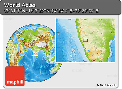 Physical Location Map of the Area around 15° 48' 18" N, 74° 52' 30" E