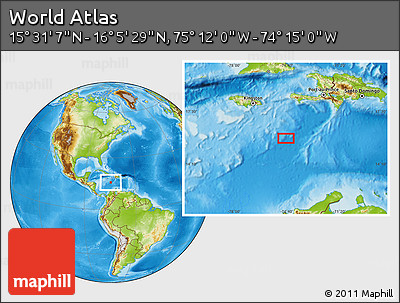 Physical Location Map of the Area around 15° 48' 18" N, 74° 43' 29" W