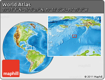 Physical Location Map of the Area around 15° 48' 18" N, 74° 43' 29" W