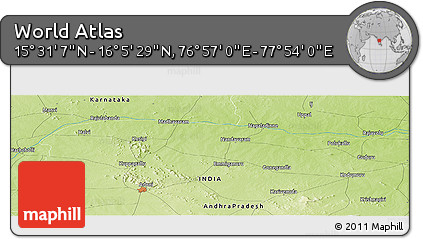 Physical Panoramic Map of the Area around 15° 48' 18" N, 77° 25' 30" E