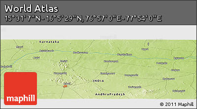 Physical Panoramic Map of the Area around 15° 48' 18" N, 77° 25' 30" E