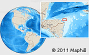 Shaded Relief Location Map of the area around 15° 48' 18" N, 83° 13' 29" W
