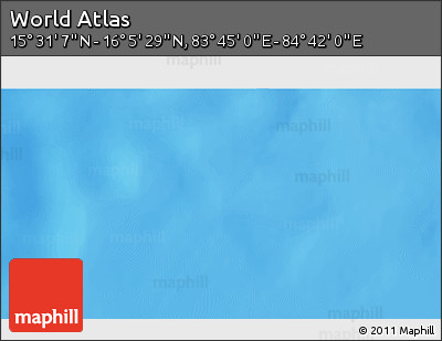 Physical 3D Map of the Area around 15° 48' 18" N, 84° 13' 29" E