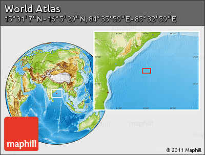 Physical Location Map of the Area around 15° 48' 18" N, 85° 4' 29" E